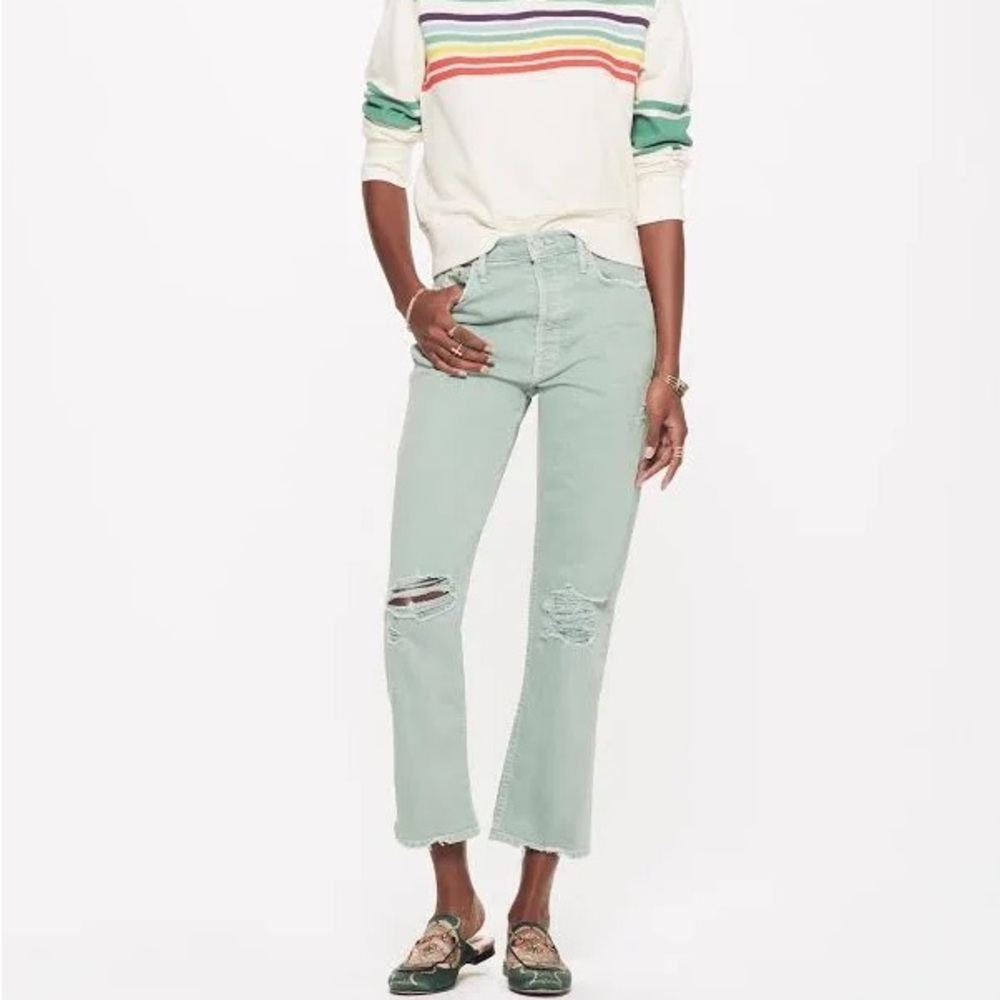MOTHER Mint Green Tomcat Chew Jeans